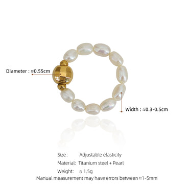 Simple Style Solid Color Freshwater Pearl Adjustable Ring