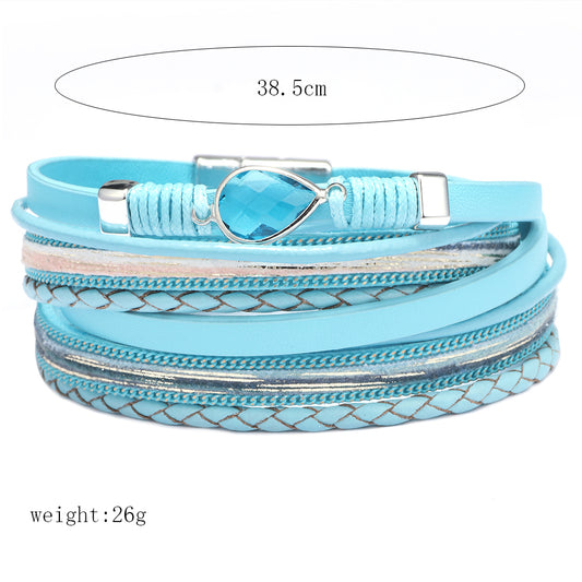 Retro Water Droplets Pu Leather Alloy Women's Wristband