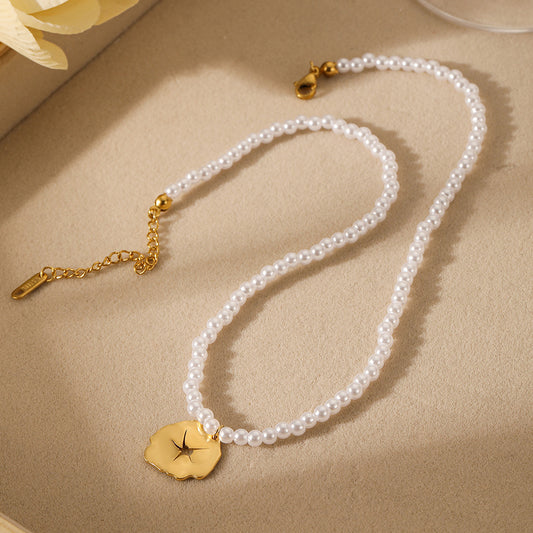 Basic Round Stainless Steel Stainless Steel Beaded Pendant Necklace