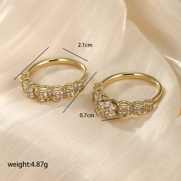 Simple Style Round Alloy Plating Inlay Artificial Diamond 14k Gold Plated Women's Rings