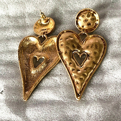 1 Pair Simple Style Classic Style Heart Shape Plating Metal Gold Plated Drop Earrings