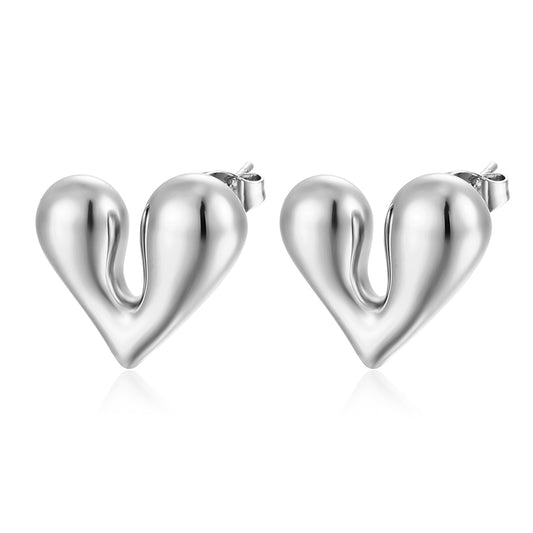 1 Pair Simple Style Heart Shape Plating Titanium Steel 18k Gold Plated Ear Studs