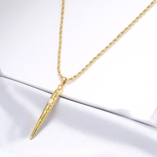 Casual Elegant Solid Color Copper Plating Inlay Artificial Pearls 18k Gold Plated Pendant Necklace