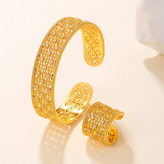 Elegant Retro Luxurious Geometric Copper Plating 18k Gold Plated Jewelry Set