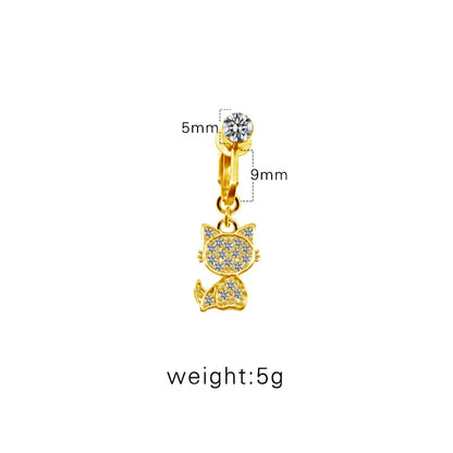 Casual Retro Simple Style Animal Starry Sky Moon Stainless Steel Alloy Copper White Gold Plated Gold Plated Rhinestones Belly Ring In Bulk