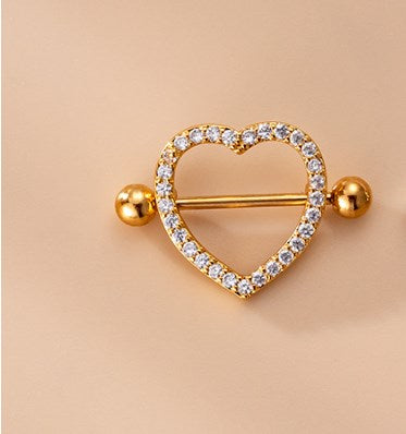 Fashion Heart Shape Wings Stainless Steel Plating Zircon Adhesive Nail