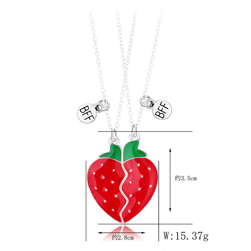Cartoon Style Cute Fruit Heart Shape Alloy Plating Girl's Pendant Necklace