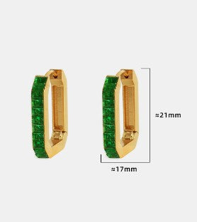 1 Pair Vintage Style Simple Style Rectangle Plating Inlay Titanium Steel Artificial Crystal 18k Gold Plated Earrings