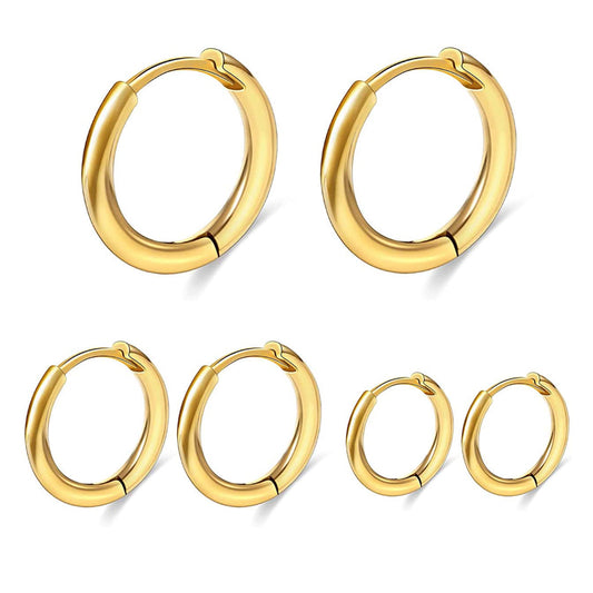 3 Pairs Elegant Cute Classic Style Solid Color Plating Stainless Steel 14k Gold Plated Earrings