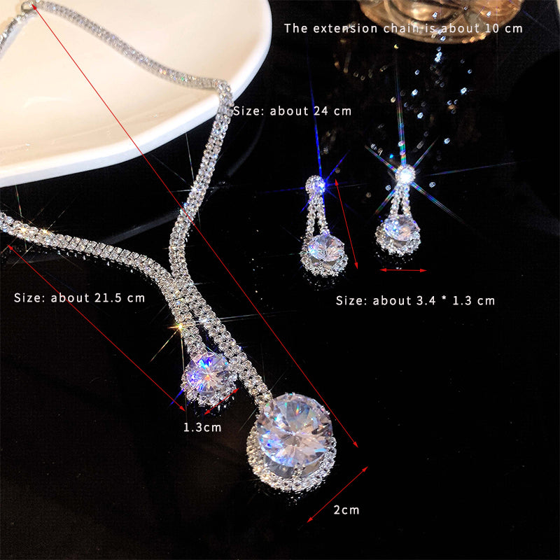 Elegant Luxurious Commute Water Droplets Alloy Copper Inlay Zircon Earrings Necklace