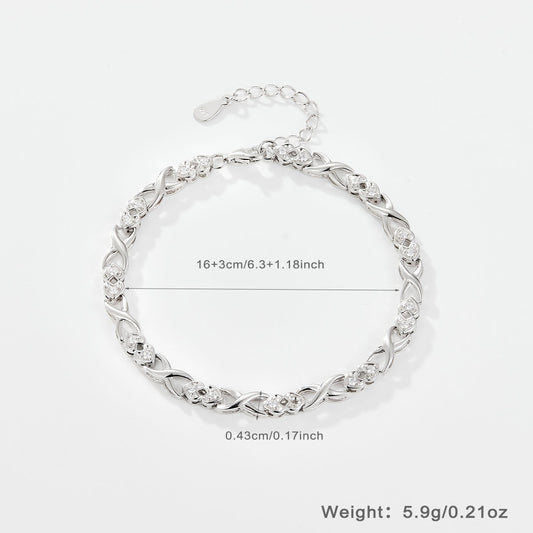 Sterling Silver Elegant Shiny Heart Shape Plating Inlay Zircon Bracelets