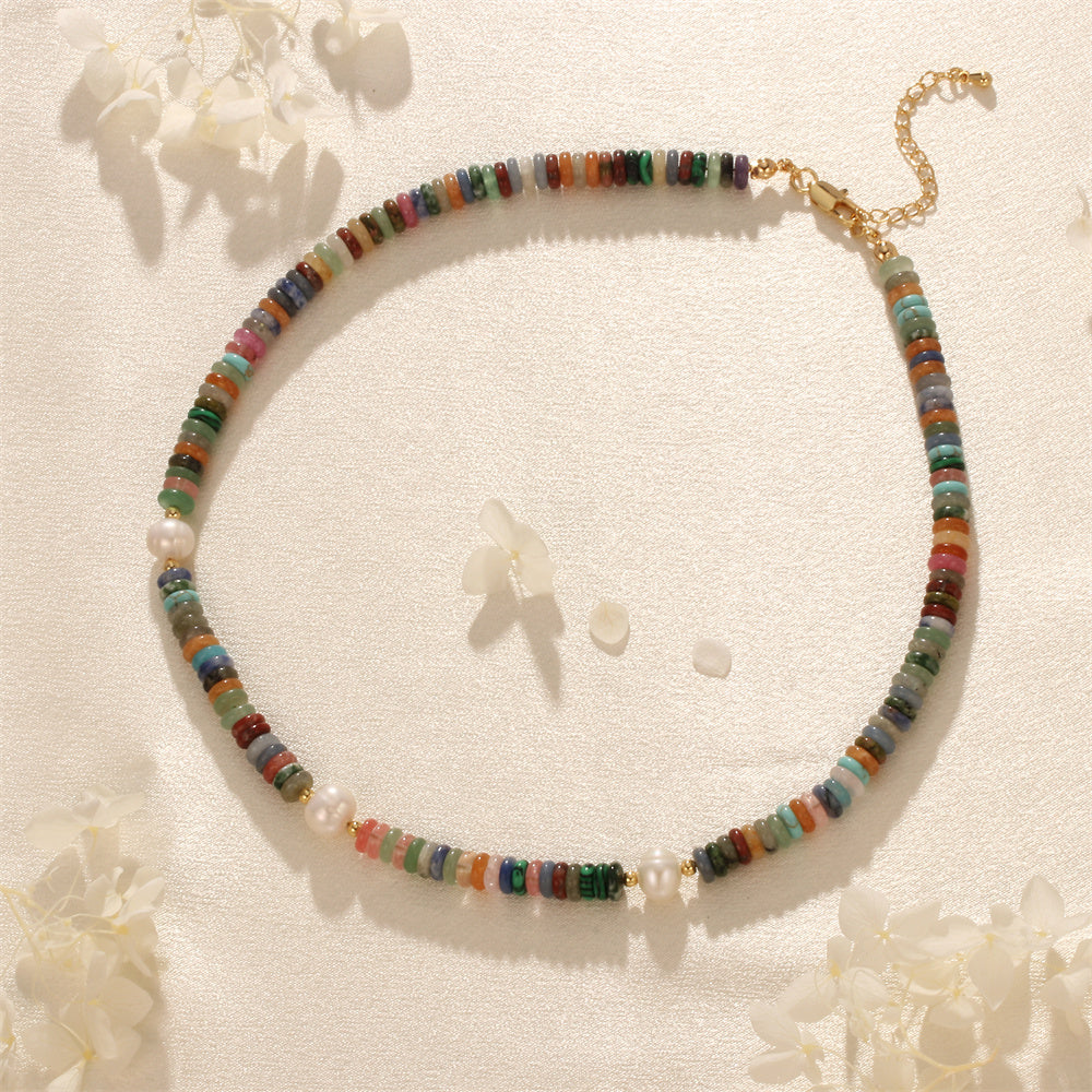 Elegant Vintage Style Ethnic Style Geometric Freshwater Pearl Stone Beaded Necklace