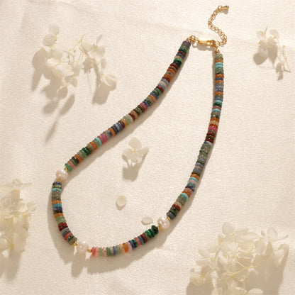 Elegant Vintage Style Ethnic Style Geometric Freshwater Pearl Stone Beaded Necklace