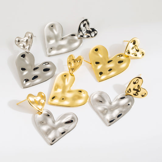 1 Pair Vintage Style Modern Style Simple Style Heart Shape Copper Drop Earrings
