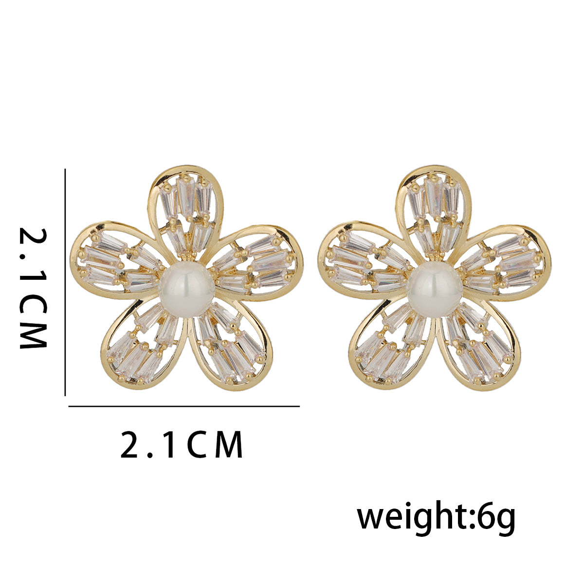 1 Pair Ig Style Simple Style Flower Plating Inlay Copper Ear Studs