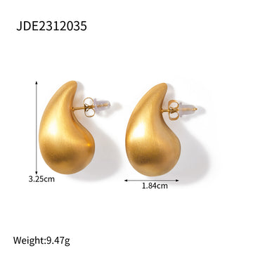 1 Pair Ig Style Water Droplets Enamel Plating Stainless Steel 18k Gold Plated Ear Studs