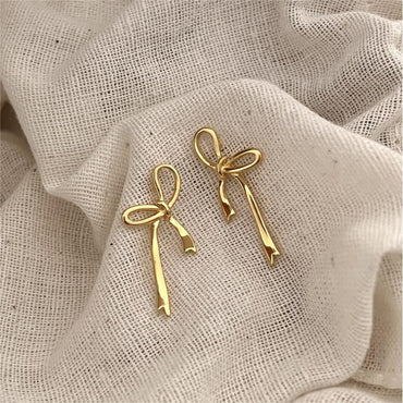1 Pair Simple Style Bow Knot Plating Sterling Silver Ear Studs