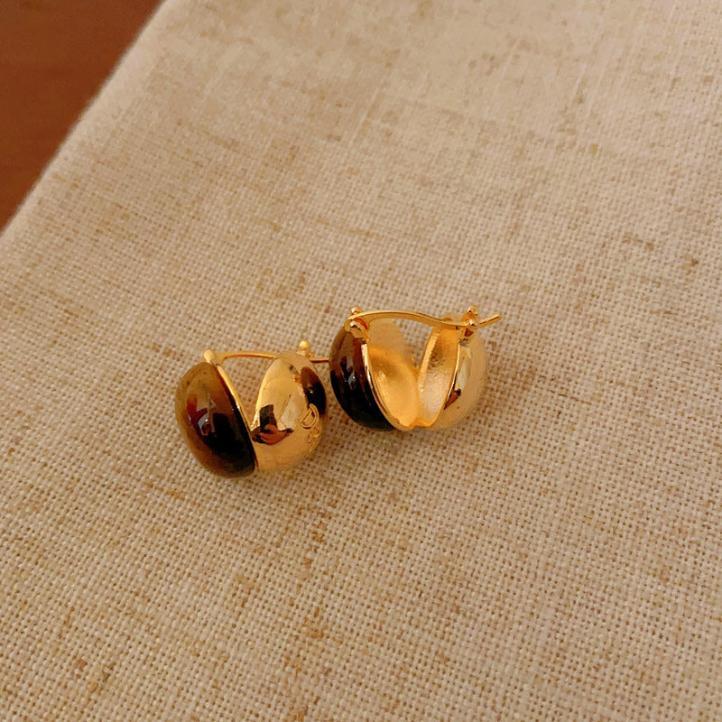 1 Pair Elegant Simple Style Geometric Plating Tiger Eye Drop Earrings Ear Studs
