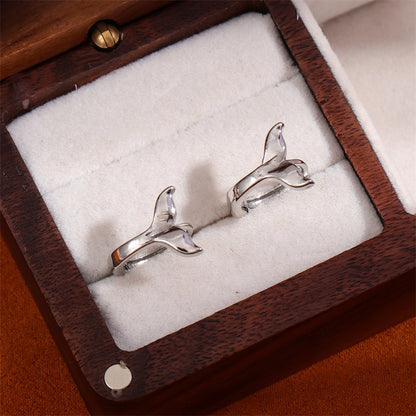 1 Pair Simple Style Fish Tail Brass Rhodium Plated Earrings