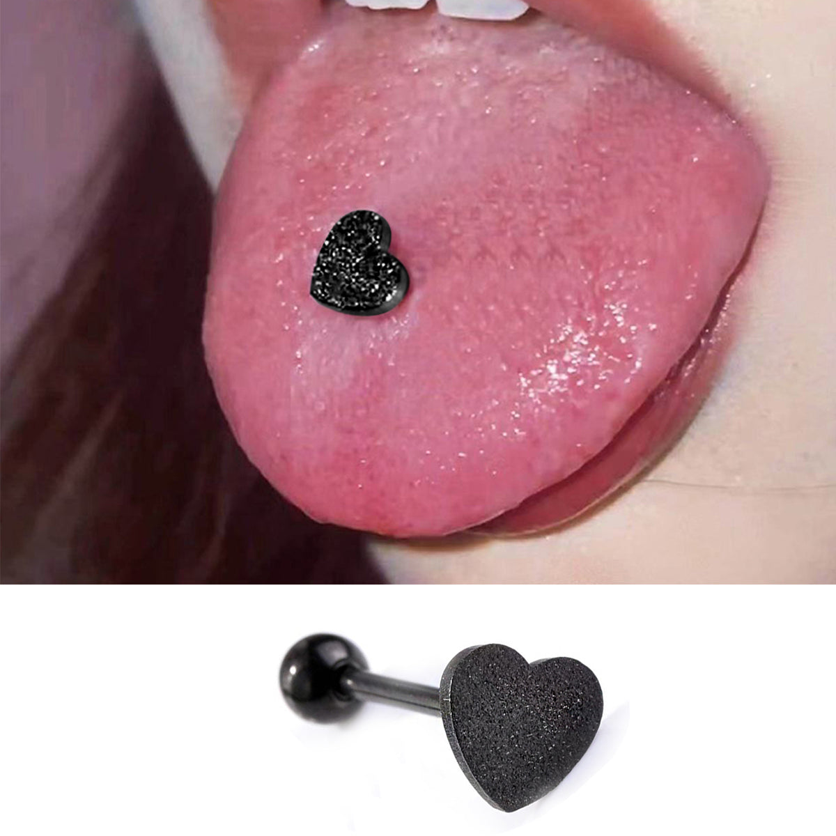 1 Piece Tongue Rings Romantic Sweet Heart Shape Stainless Steel Tongue Nail