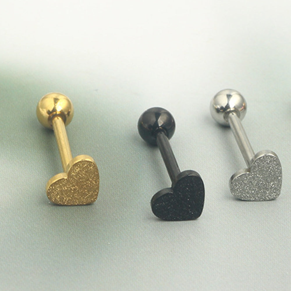 1 Piece Tongue Rings Romantic Sweet Heart Shape Stainless Steel Tongue Nail