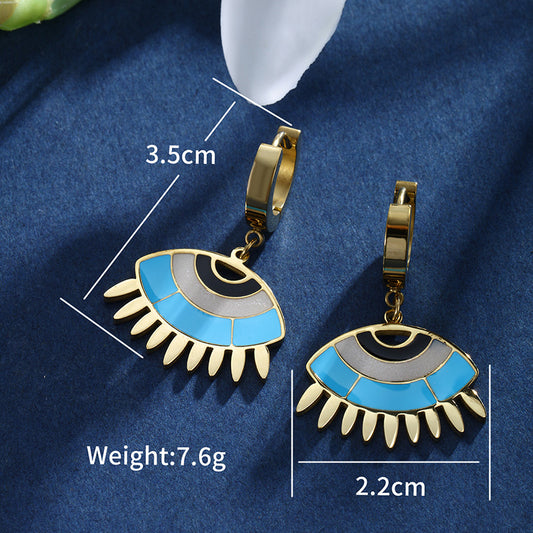 1 Pair Casual XUPING Eye Stainless Steel 14K Gold Plated Drop Earrings