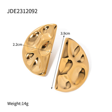 1 Pair IG Style Semicircle Stainless Steel 18K Gold Plated Ear Studs