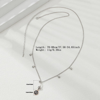 Classic Style Shiny Letter Stainless Steel Inlay Artificial Diamond Steel Color Unisex Waist Chain