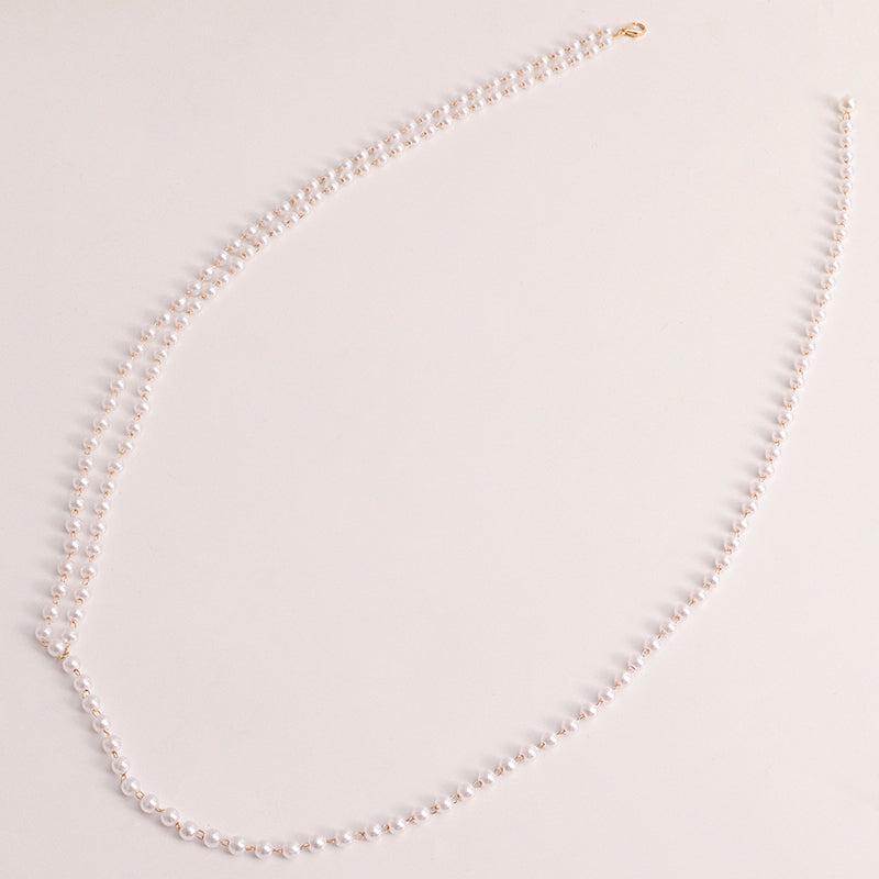 Elegant Geometric Solid Color Arylic Imitation Pearl Inlay Pearl Gold Plated Women's Waist Chain