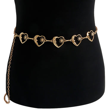 Simple Style Heart Shape Alloy Hollow Out Gold Plated Silver Plated Women's Waist Chain