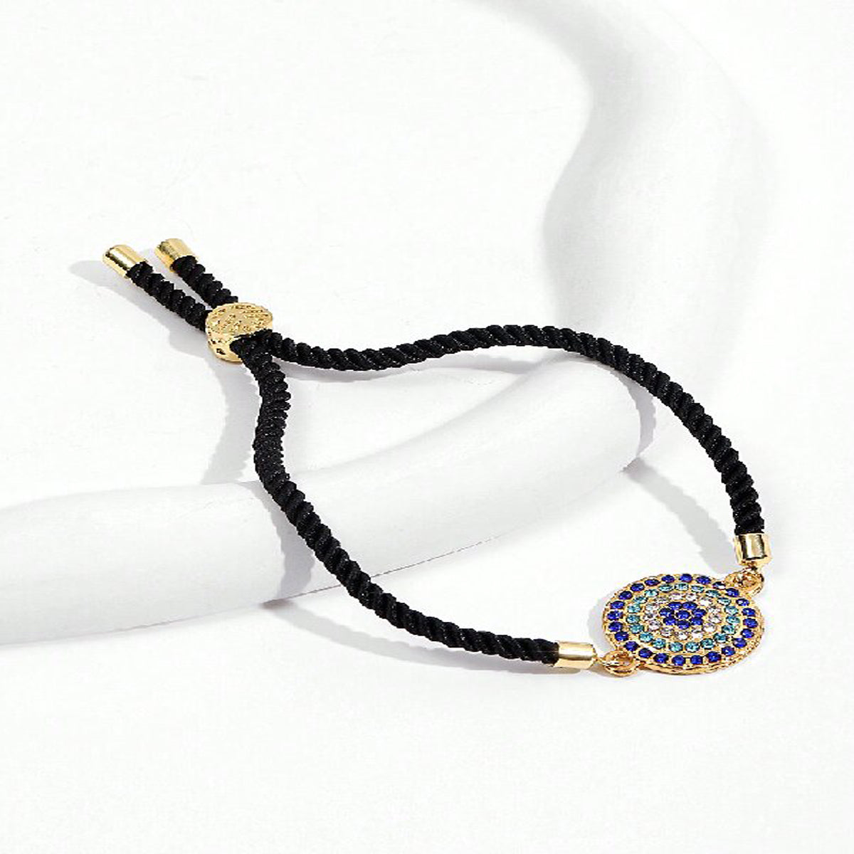 Ethnic Style Devil's Eye Synthetic Fibre Braid Gold Plated Women's Drawstring Bracelets