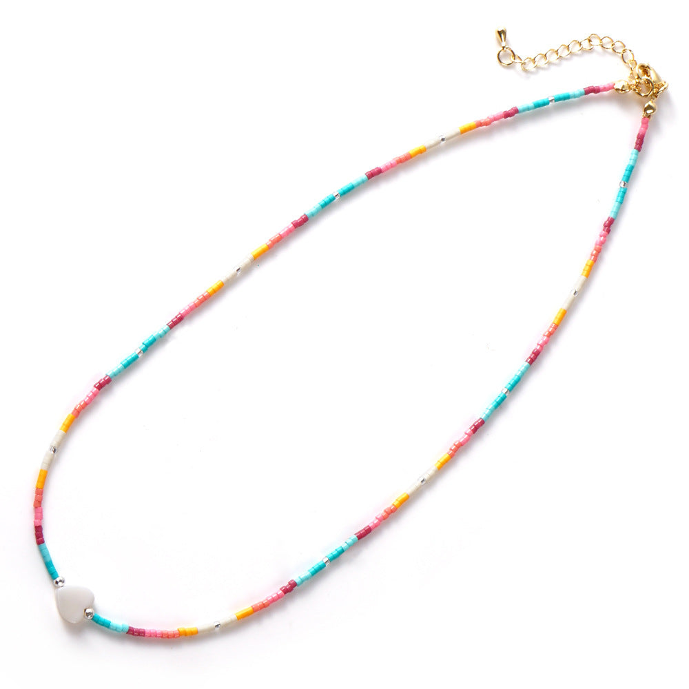 Bohemian Simple Style Cross Star Heart Shape Glass Glass Women's Necklace