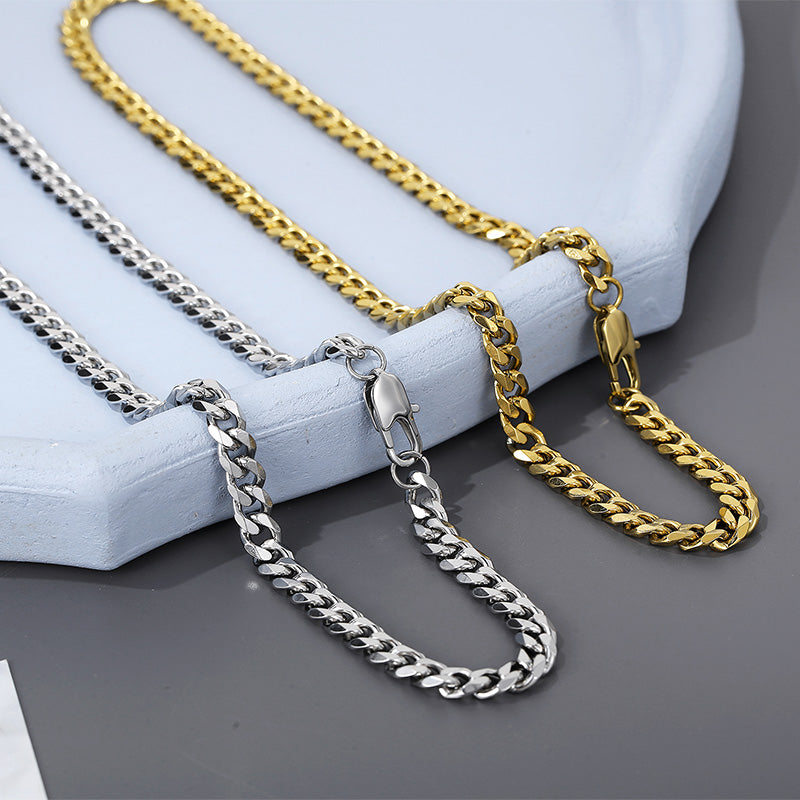 Stainless Steel Titanium Steel Hip-Hop Solid Color Bracelets Necklace