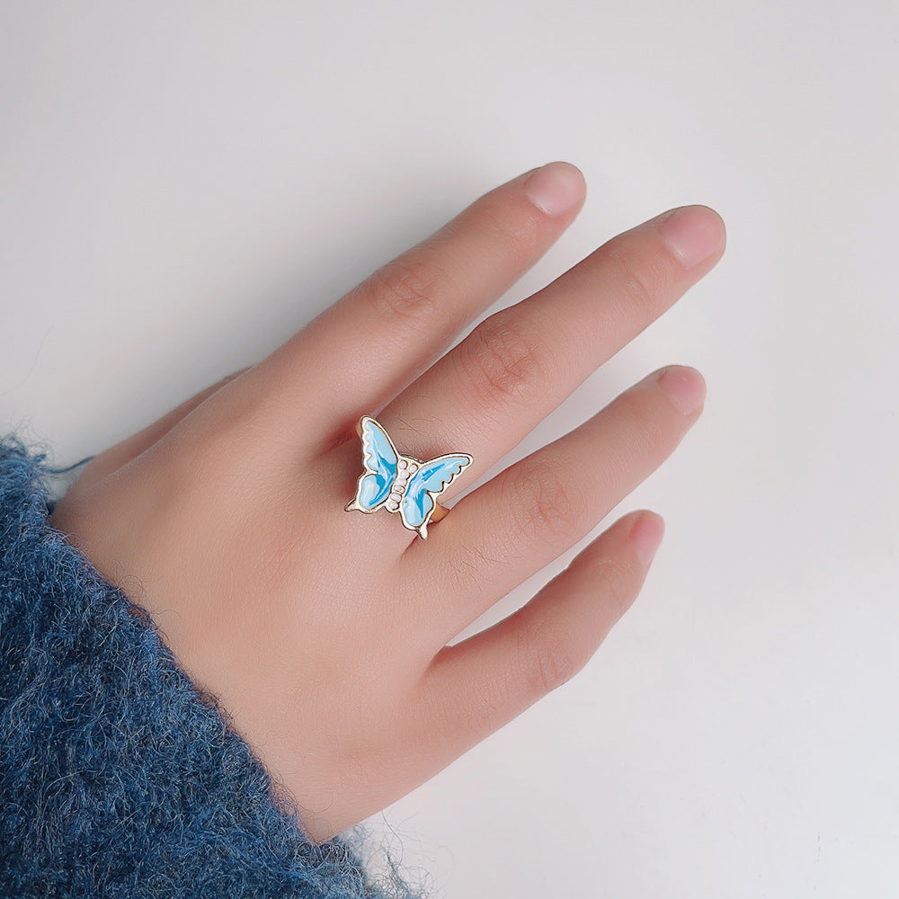 Cute Ice Cream Flower Butterfly Alloy Enamel Kid's Open Ring