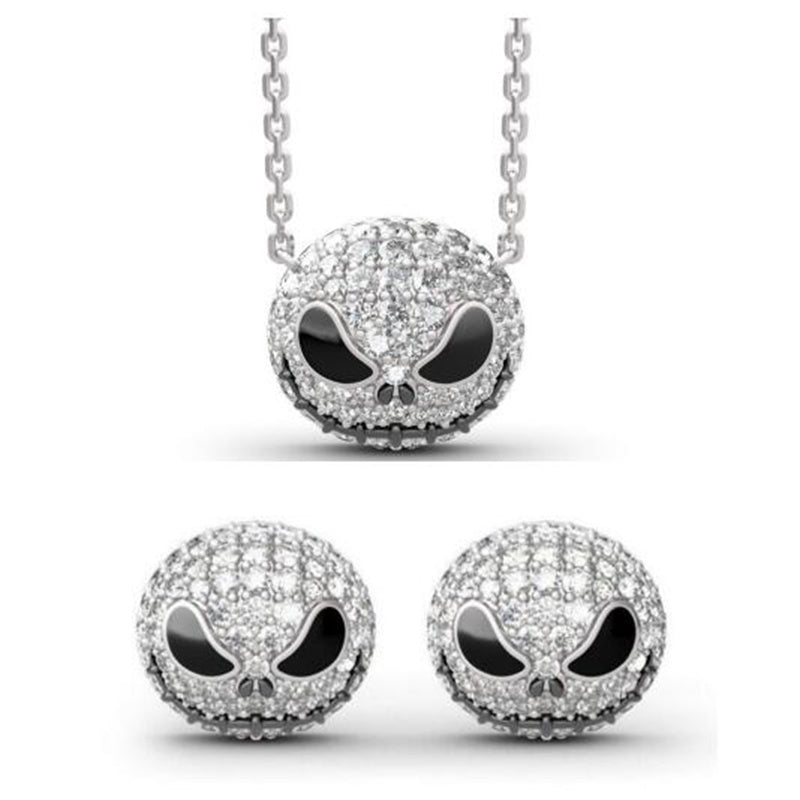 Hip-hop Skull Alloy Inlay Artificial Rhinestones Women's Earrings Necklace