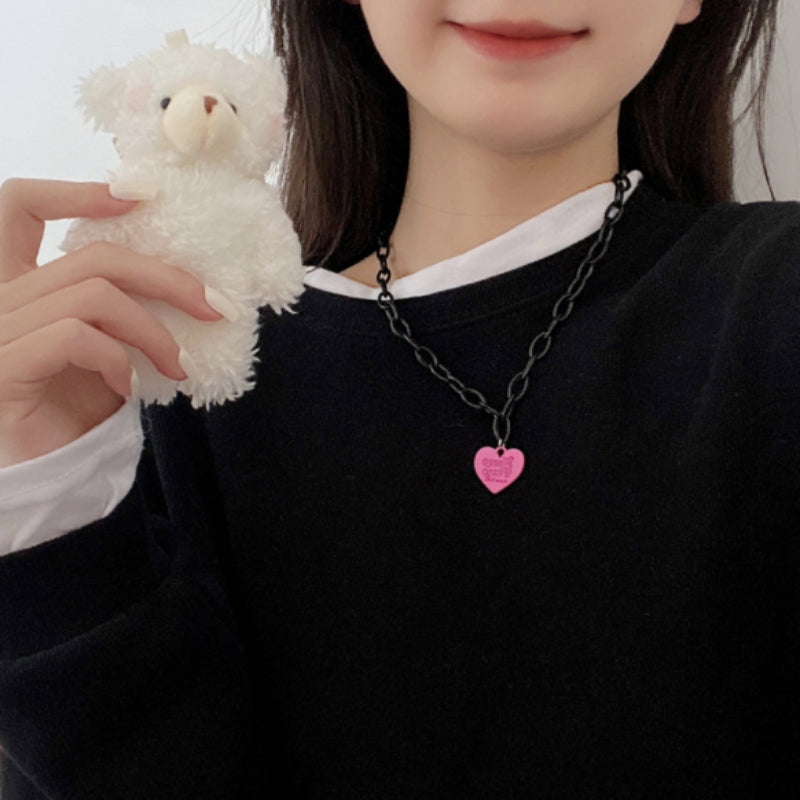 Sweet Cool Style Heart Shape Alloy Unisex Pendant Necklace