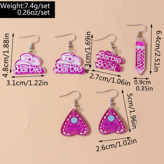 1 Set Cute Simple Style Classic Style Heart Shape Printing Zinc Alloy Drop Earrings