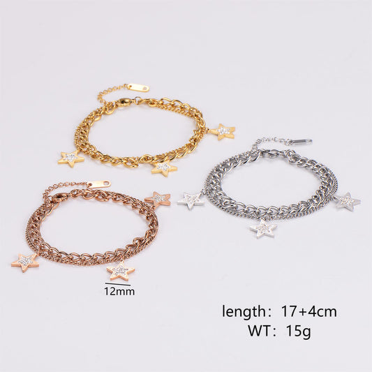 304 Stainless Steel Gold Plated Sweet Simple Style Plating Star Bracelets