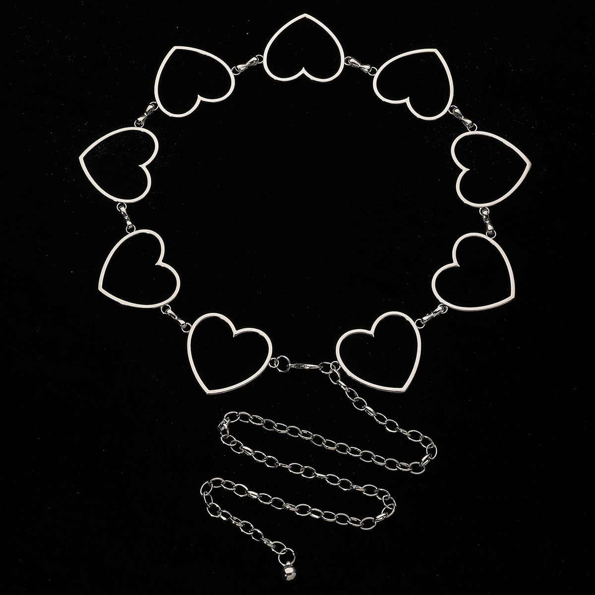 Elegant Gothic Heart Shape Zinc Alloy Inlay Rhinestones Silver Plated Women's Waist Chain