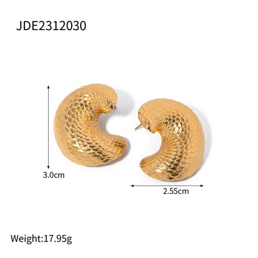 1 Pair IG Style Fish Scales 316 Stainless Steel  18K Gold Plated Earrings