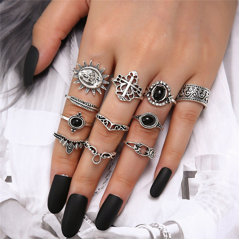 Casual Retro Punk Animal Plant Alloy Plating Inlay Carving Artificial Diamond Opal Obsidian Gold Plated Silver Plated Women's Open Ring Rings