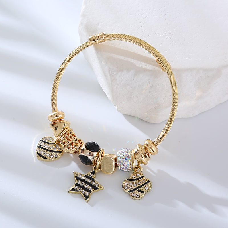 Wholesale Jewelry Elegant Lady Tortoise Owl Alloy Rhinestones Inlay Bangle