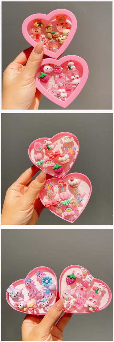 Cartoon Style Rabbit Heart Shape Plastic Resin Girl's Rings