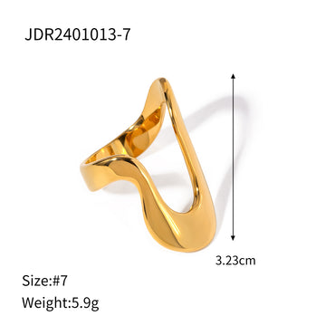 304 Stainless Steel 18K Gold Plated IG Style Simple Style Irregular Solid Color Titanium Steel Rings