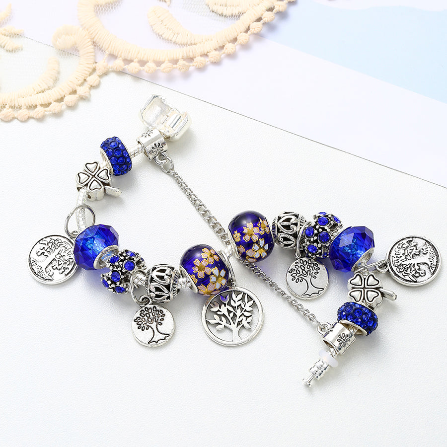 Romantic Pastoral Four Leaf Clover Forest Gold Plated Rhinestones Zircon Artificial Crystal Alloy Wholesale Bracelets