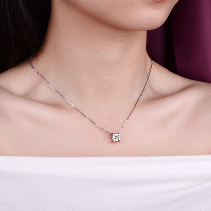 Simple Style Rhombus Sterling Silver Inlay Moissanite Pendant Necklace