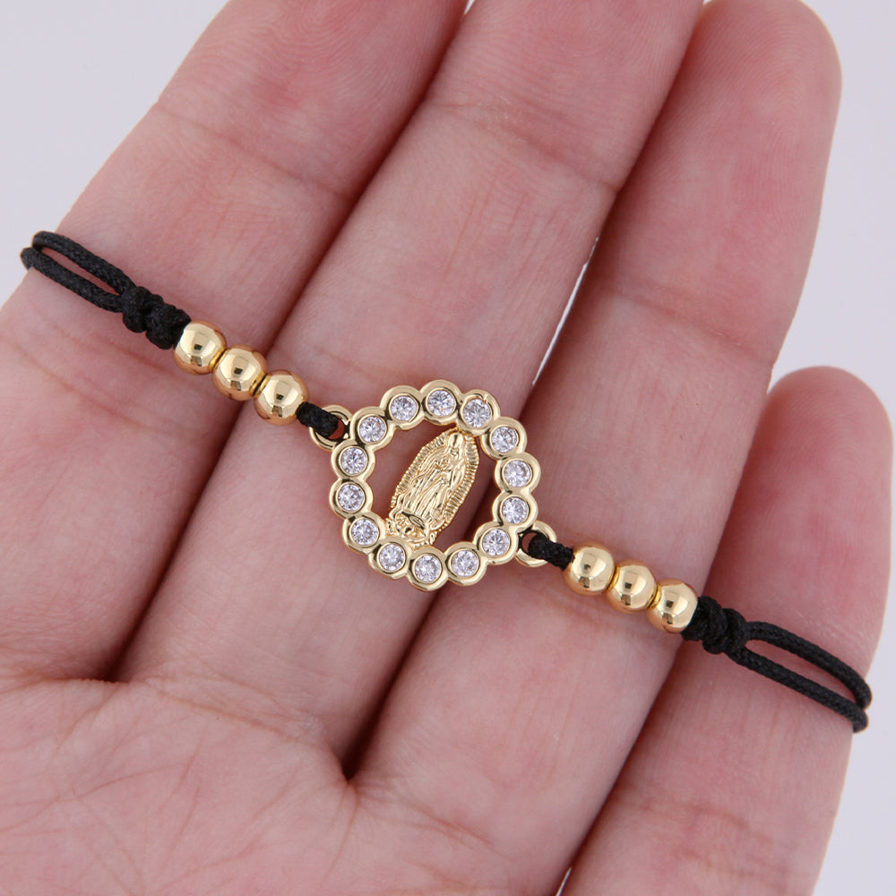 Simple Style Classic Style Color Block Rope Copper Plating Inlay Zircon 18K Gold Plated Women's Drawstring Bracelets