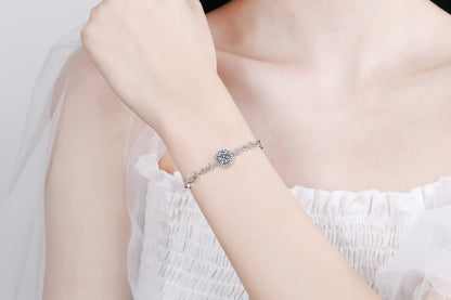 Simple Style Shiny Round Sterling Silver Moissanite Zircon Bracelets In Bulk