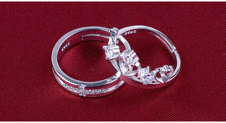 New Fashion Female Crown Couple Copper Silver Plated Ring Wholesale