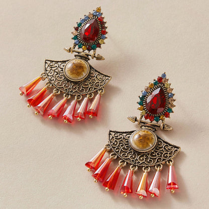 Fashion Diamonds Love Star Pearl Scallop Earrings Retro Tassel Earrings Wholesale Nihaojewelry